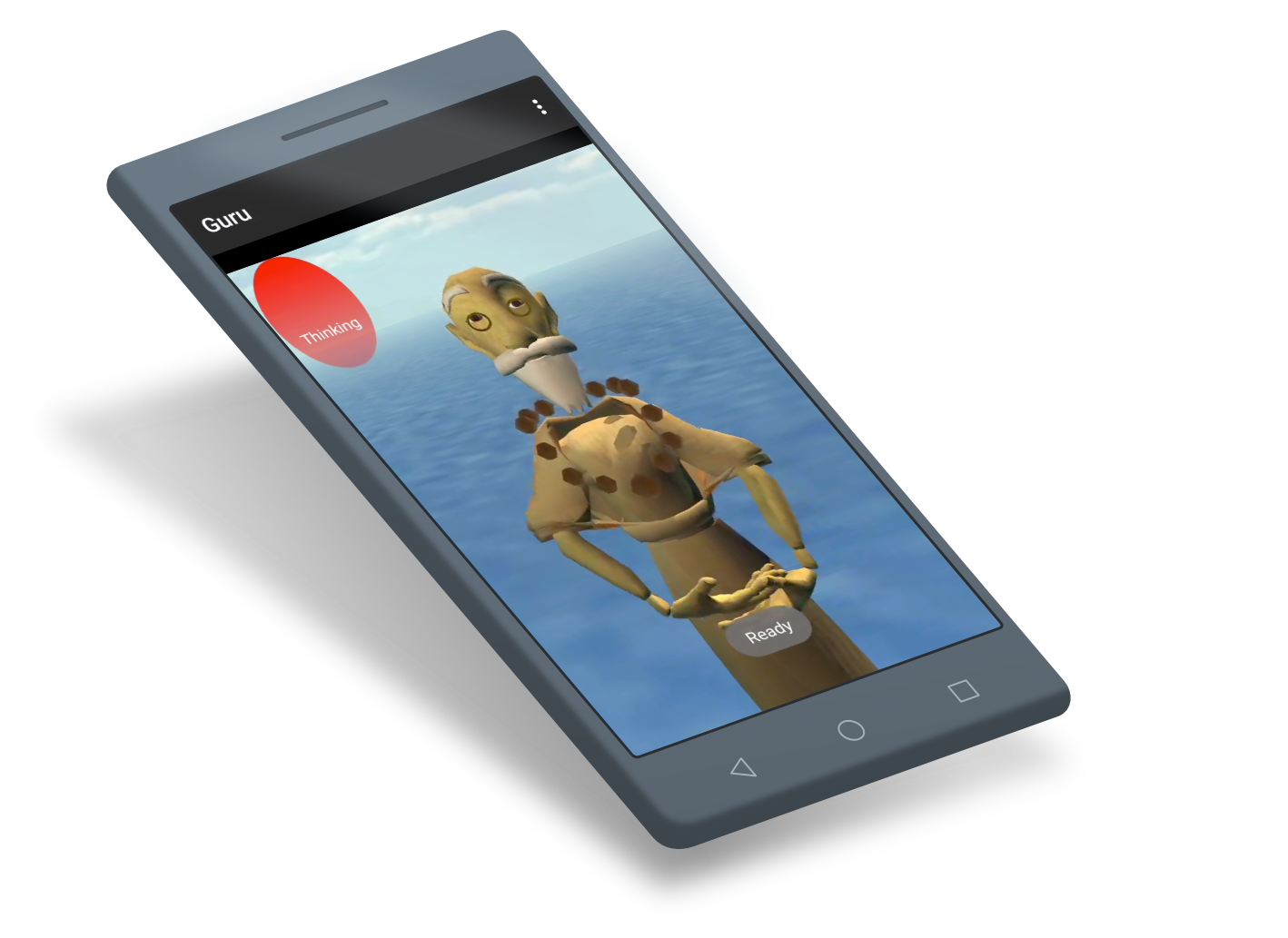 3D
mockup of mobile guru app