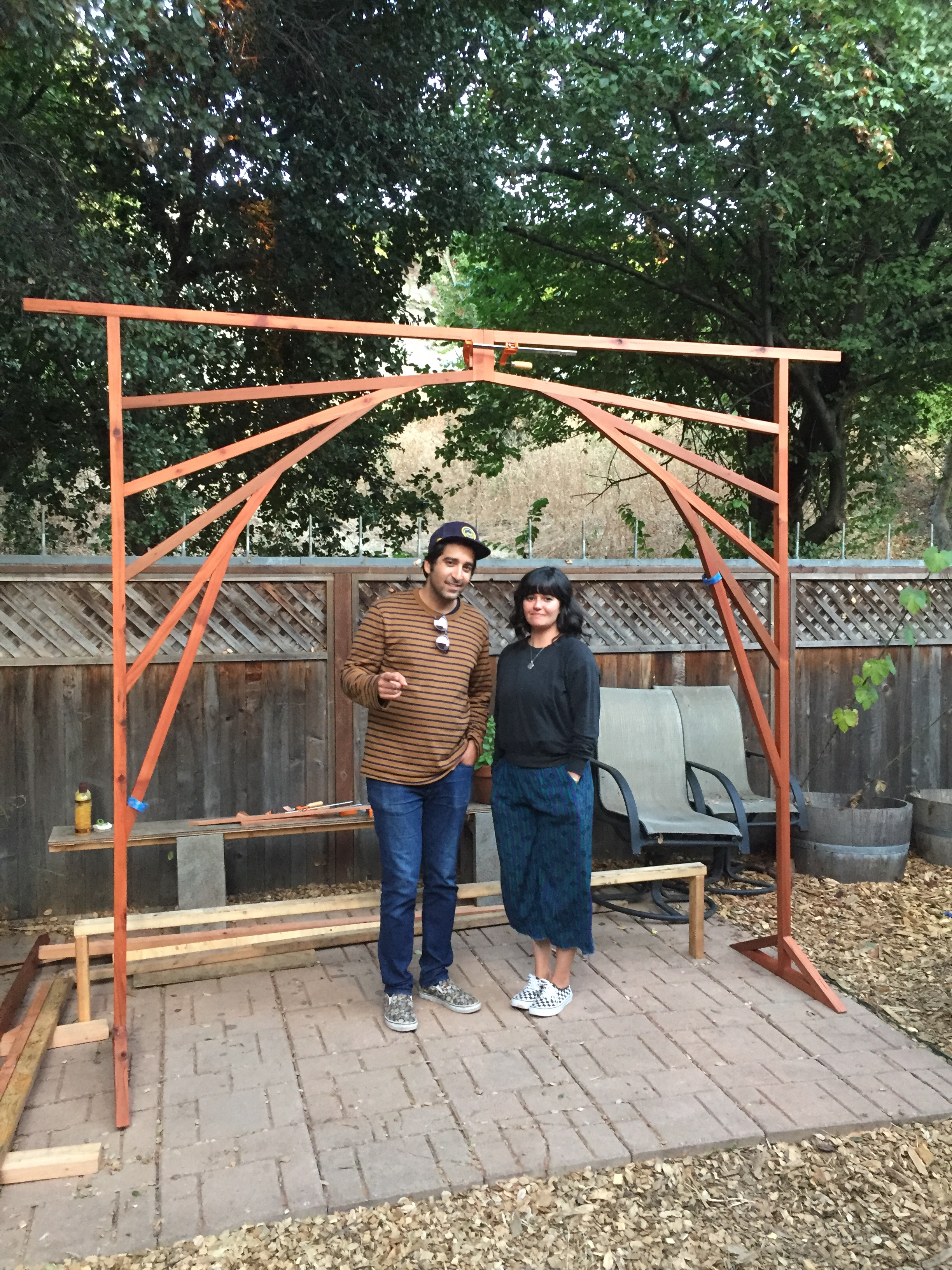 Finished arbor with friends for scale